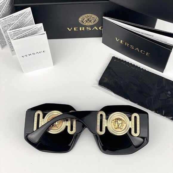 NEW Versace VE4424U GB1/87 MAXI MEDUSA BIGGIE Black Irregular Oversize Sunglasse - Picture 8 of 12